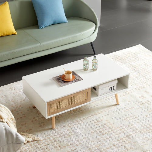 White Rattan Coffee Table