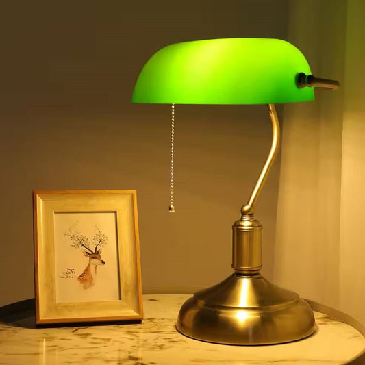 Antique Green Glass Lamp