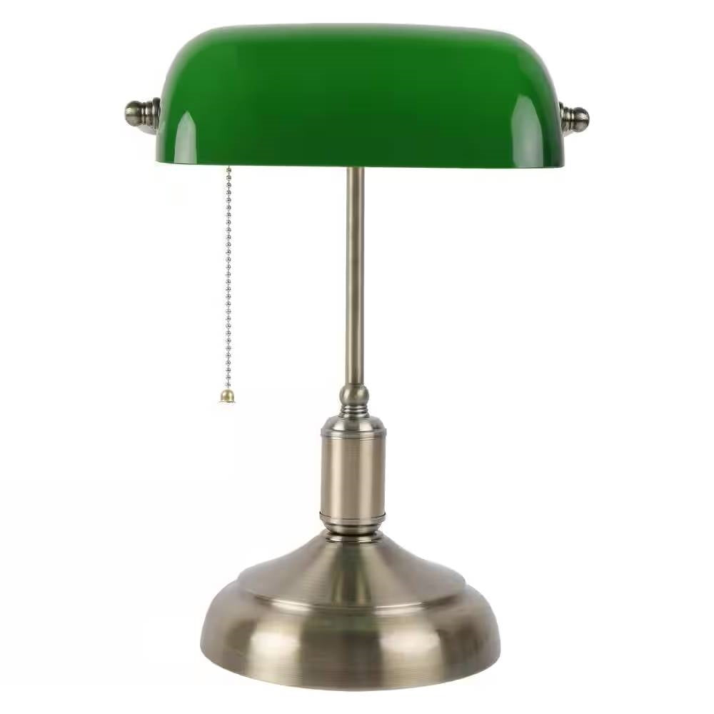 Antique Green Glass Lamp