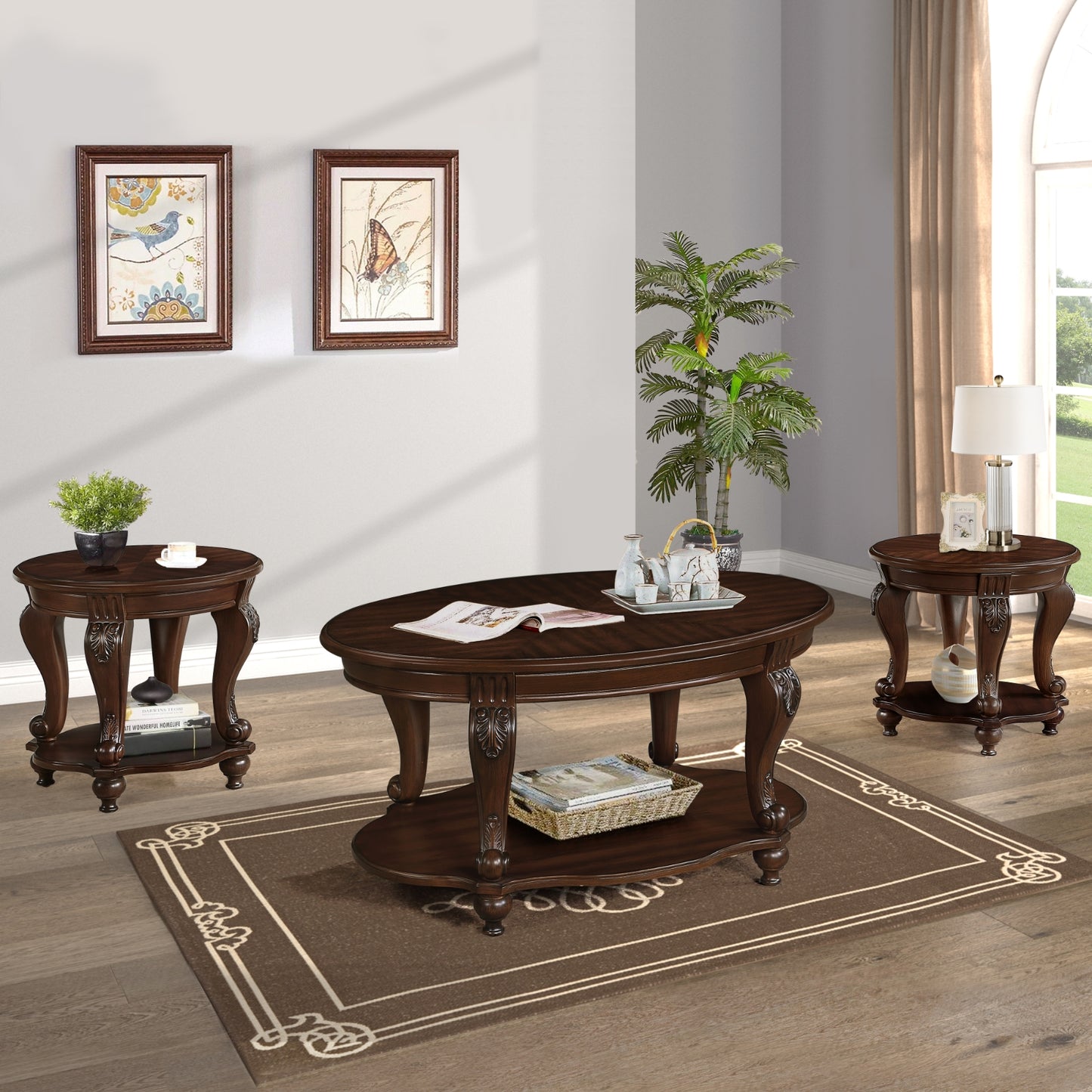 Brown Round End Table